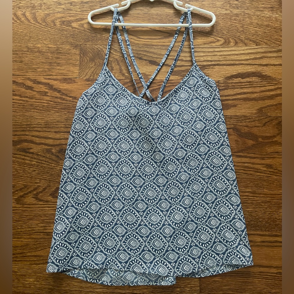 Hollister Strappy Blue and White Patterned Tank Top